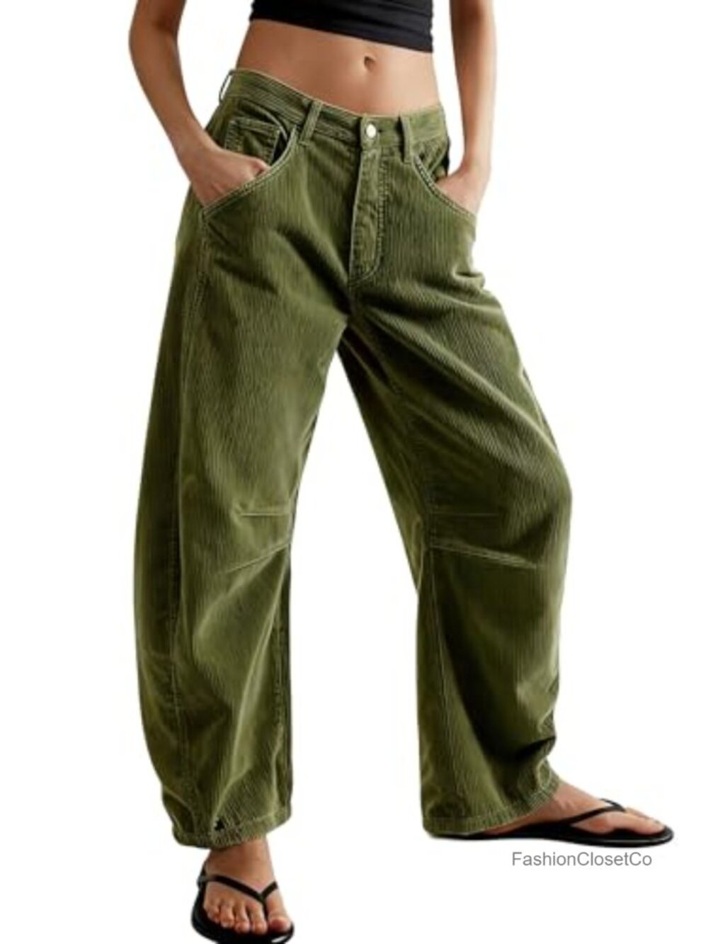 Women's Corduroy Pants Barrel Leg Baggy Wide Leg Trousers